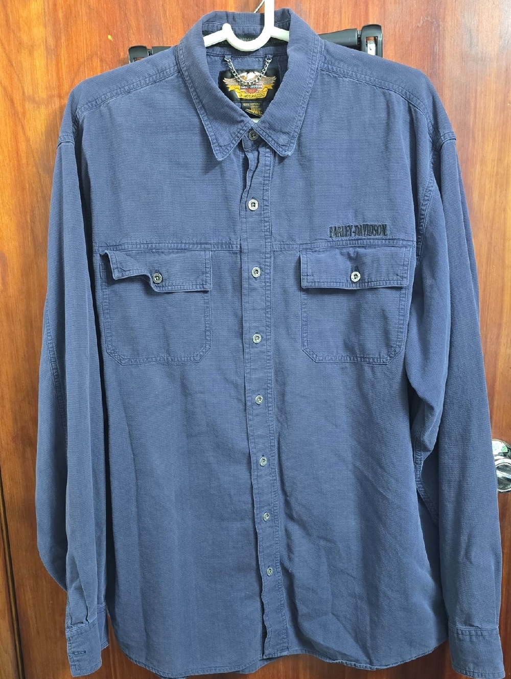 Harley-Davidson Navy Long-Sleeve Casual Button-Down Shirt. Sz XLT